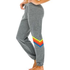 Aviator Nation Grey and Neon Chevron Pants